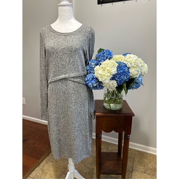 EUC Express Heather Grey Knit Sweater Dress - Picture 1 of 7